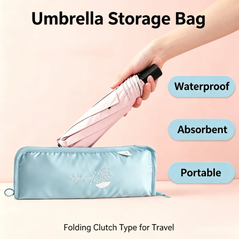 Small Fresh Print Pattern Umbrella Storage Bag Clutch Type Absorbent Folding Umbrella Bag Go Out Portable Waterproof Storage Bag