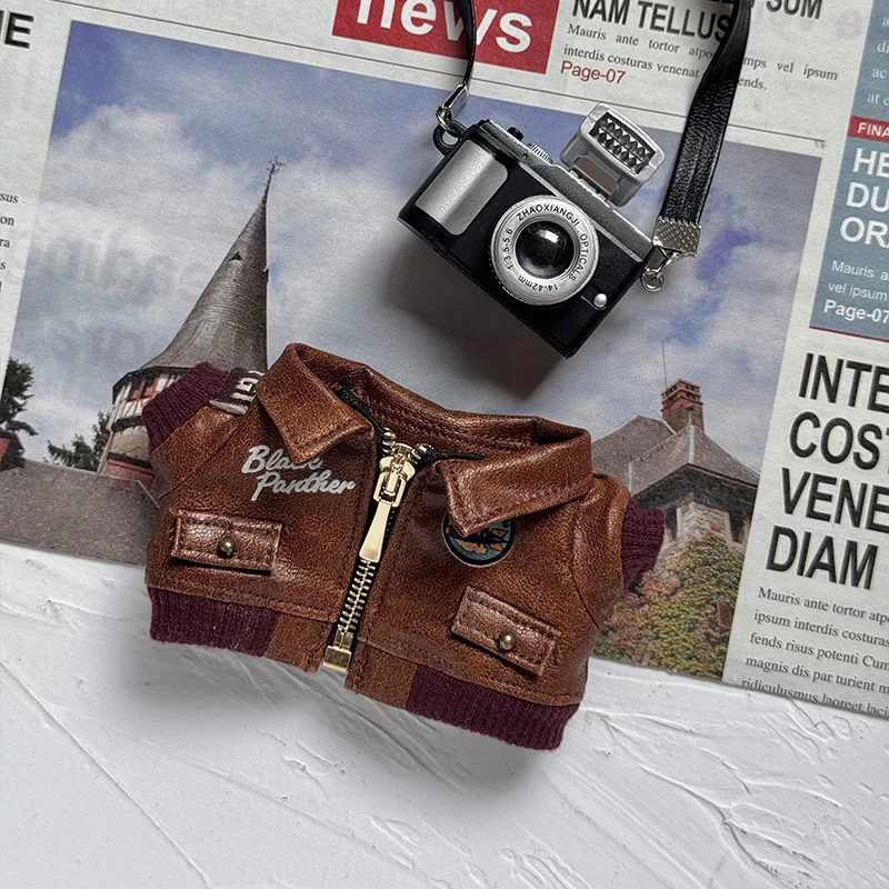 

【Только одежда】Кукольная одежда, модный наряд, аксессуары для лабу, коричневая летная куртка в стиле ретро, модный комплект одежды, подарок