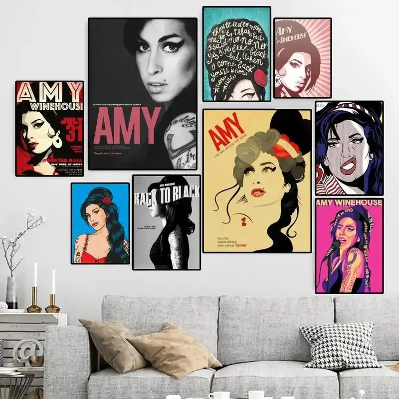 Amy Winehouse Vintage Poster - Customizable HD Canvas Print Wall Art for Home Decor