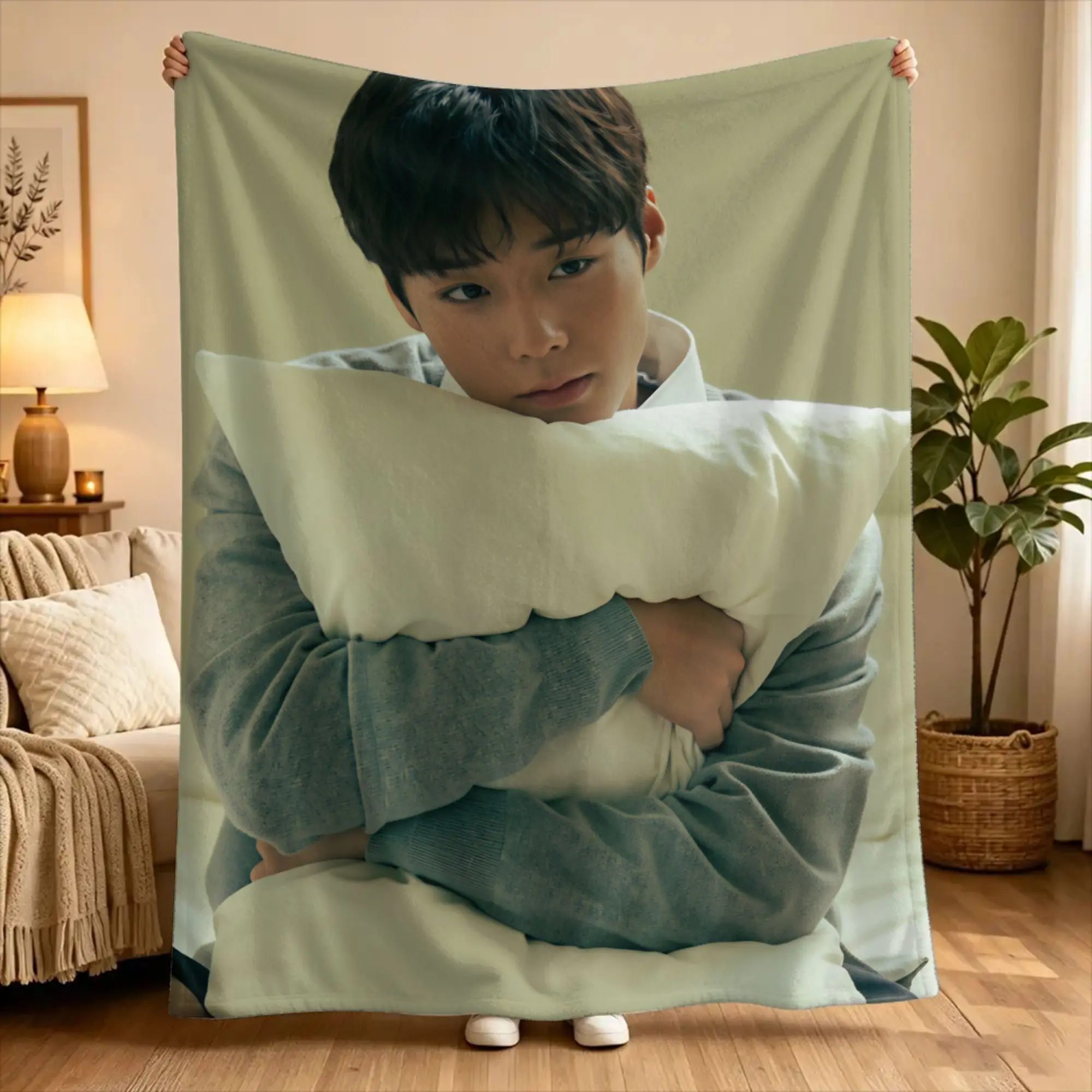 Korean Singer P-Park Ji-hoons Warm Blanket Airplane Travel Plush Throw Blanket Couch Chair Flannel Bedspread Sofa Bed Cover