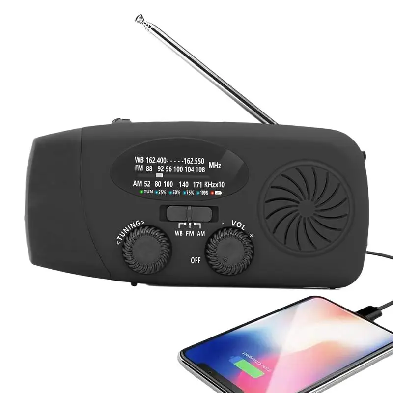 

Hand Crank Radio Waterproof Crank Weather Radio Reusable Outdoor Supplies Multifunctional Survival Gear For Tornado Shelter