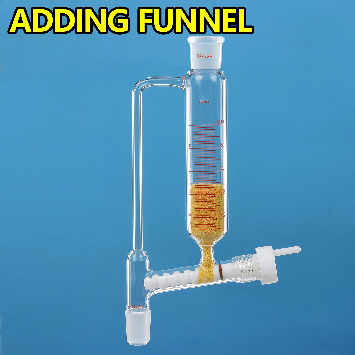 Cylinder powder solid feeding funnel 100ml 250ml 500ml Laboratory borosilicate glassware