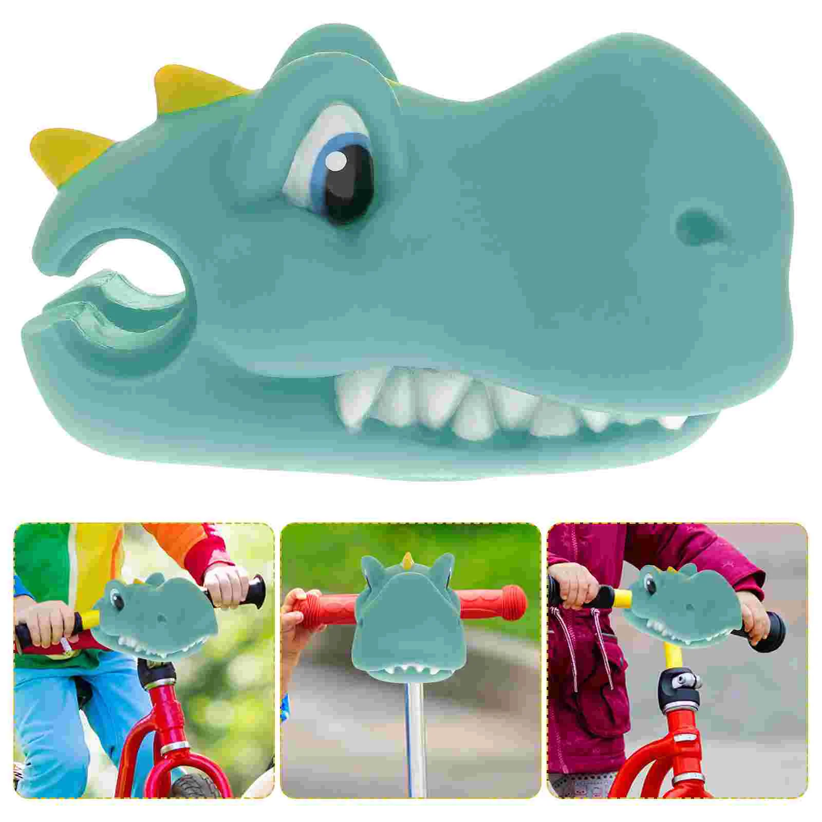 Decoración de manillar Scooter de silicona Bicicleta de dibujos animados Dinosaurios eléctricos para niños Parte