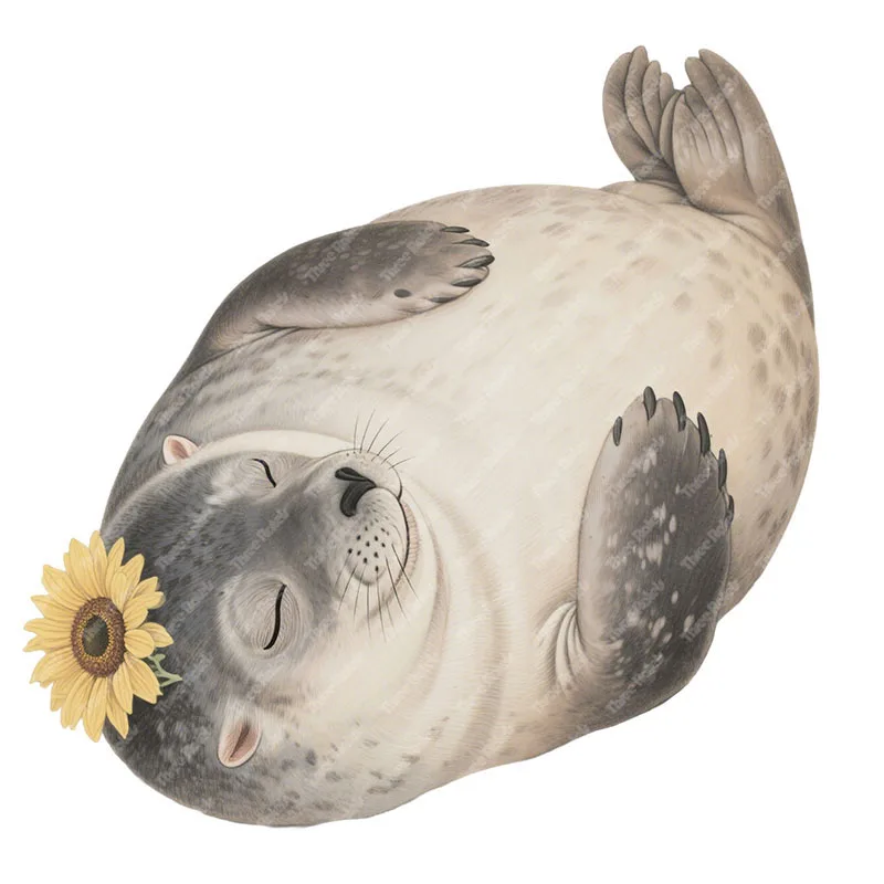 Three Ratels CEE204 Happy Sleeping Seal Cartoon Animal Wall Stickers for Home Decoration Funny Car decals PVC Waterproof