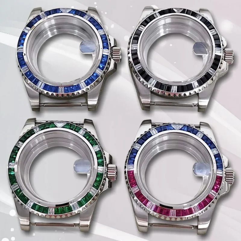 Accessories 40mm stainless steel magnifying glass diamond case for NH35/36 movement