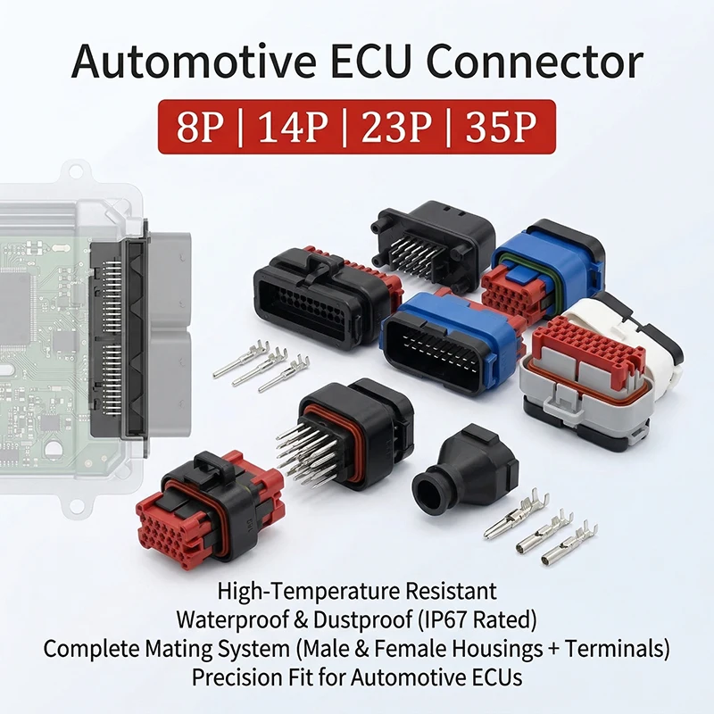 10Pcs Automotive ECU Connector 8/14/23/35 Pin Male & Female Plug Set, Compatible with 770680-1 776273-1 776164-1 for Engine