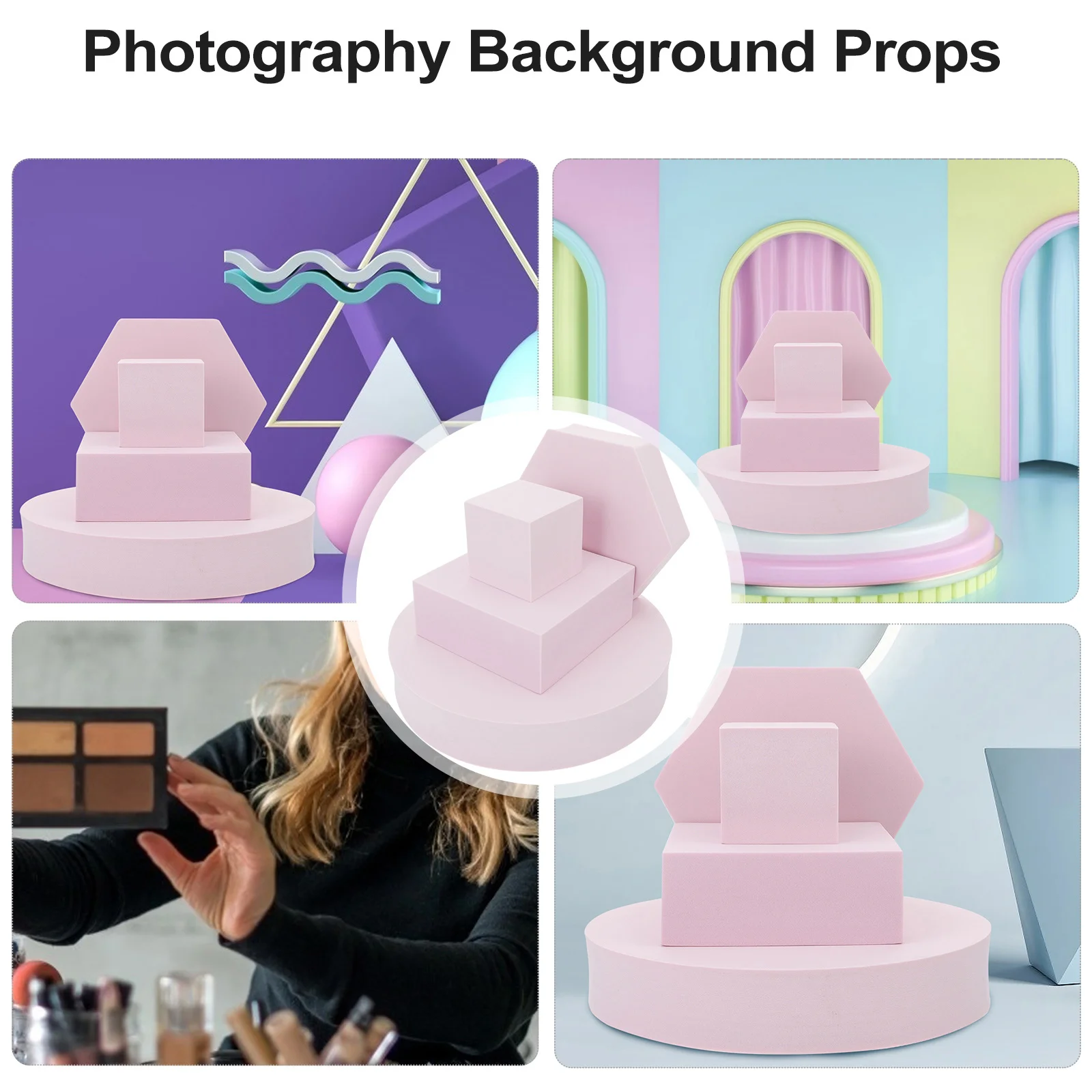 

Geometric Foam Cubes Photography Props Lightweight Durable Waterproof Easy to Carry for Lipstick Jewelry Cosmetics Food