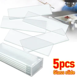 5Pcs 1mm Reusable Single Concave Microscope Blank Glass Slides Glass Coverslip For Laboratory Blank Specimen Sample Cover Glass