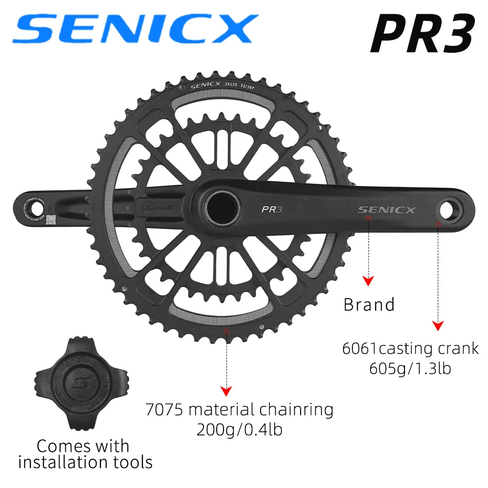 SENICX PR3 Road bike Crankset 165/170/172.5/175mm Chainring High-quality Cranks for Road Folding Bicycle crank and sprocket