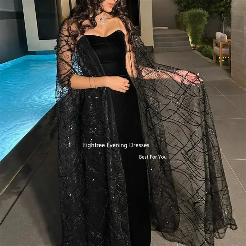 Eightree Black Prom Dresses Vintage Strapless Mermaid Long Evening Dress Abendkleider Dubai Robe De Soirée Party Grown 2023