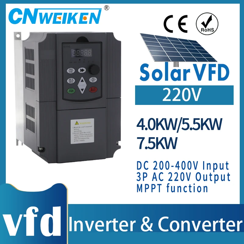 

DC 200V-400V To three phase 220V out Solar frequency converter 4kw 5.5kw 7.5kw VFD Frequency Inverter Variable Frequency