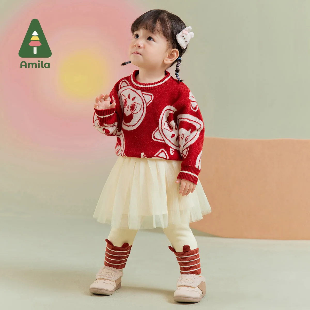 Amila Baby Girl Culottes 2024 Winter New Multicolour Soft Warm Elastic Soft For 0-6 Years Baby Clothing