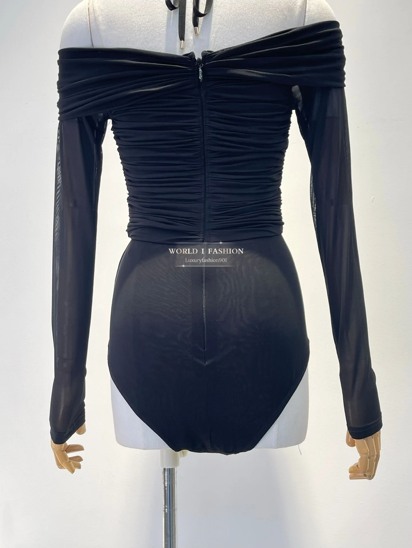 Combinaison licou hauts 2025, drapé noir de haute qualité, manches longues