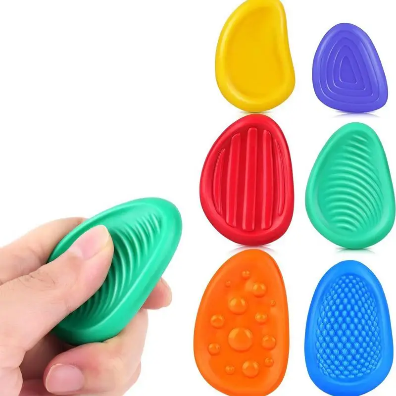 Silicone Sensory Stone Kid's Textured Silicone Soft Worry Stone No Noise Relaxing Toy For Home Work Area Park School And