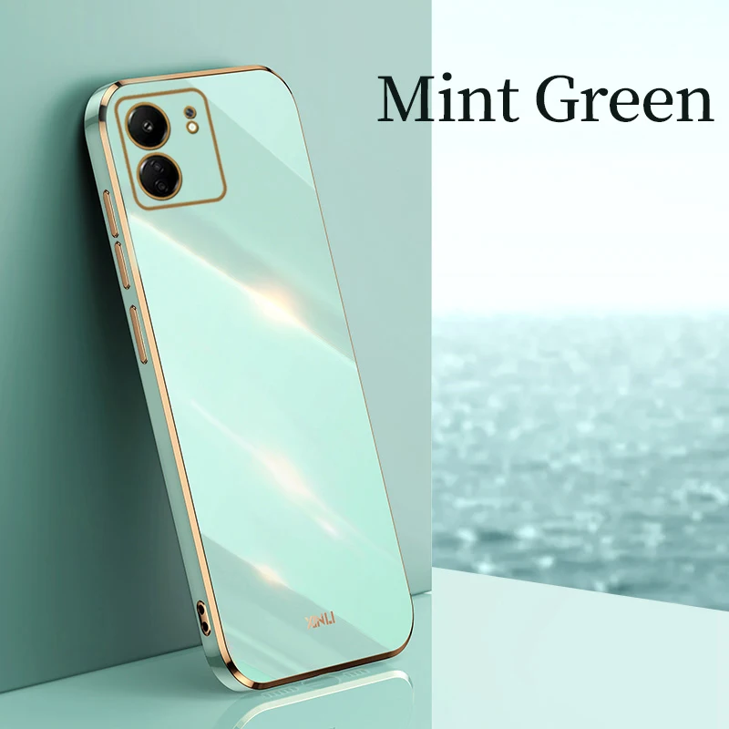 Phone Case for Redmi 13C 4G Luxury Plating Silicone Camera Lens Protective Shockproof Full Cover