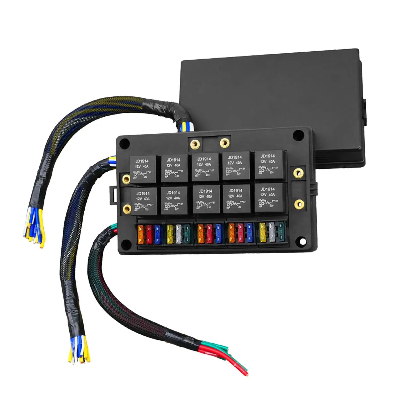 Fuse and Relay Box Block Easily Install 15 Atc Ato Fuse Slots 10 Relay Slots for Truck Yacht Marine Boat Automotive Trailer