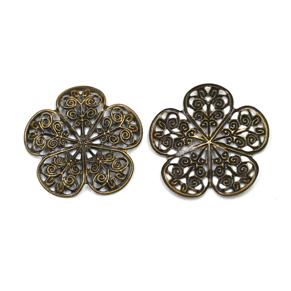 

20Pcs Embellishment Connectors Scrapbook Flower Filigree Wraps Hollow Alloy Bronze Tone Decoration Craft DIY Finding Charms 36mm