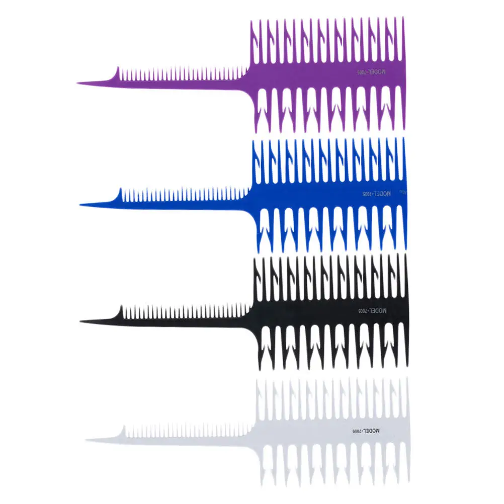 

4Pcs Fish Bone Comb Premium ABS Material Ergonomic Handle Salon Hair Dyeing Sectioning Styling Brush Blue Black Purple White