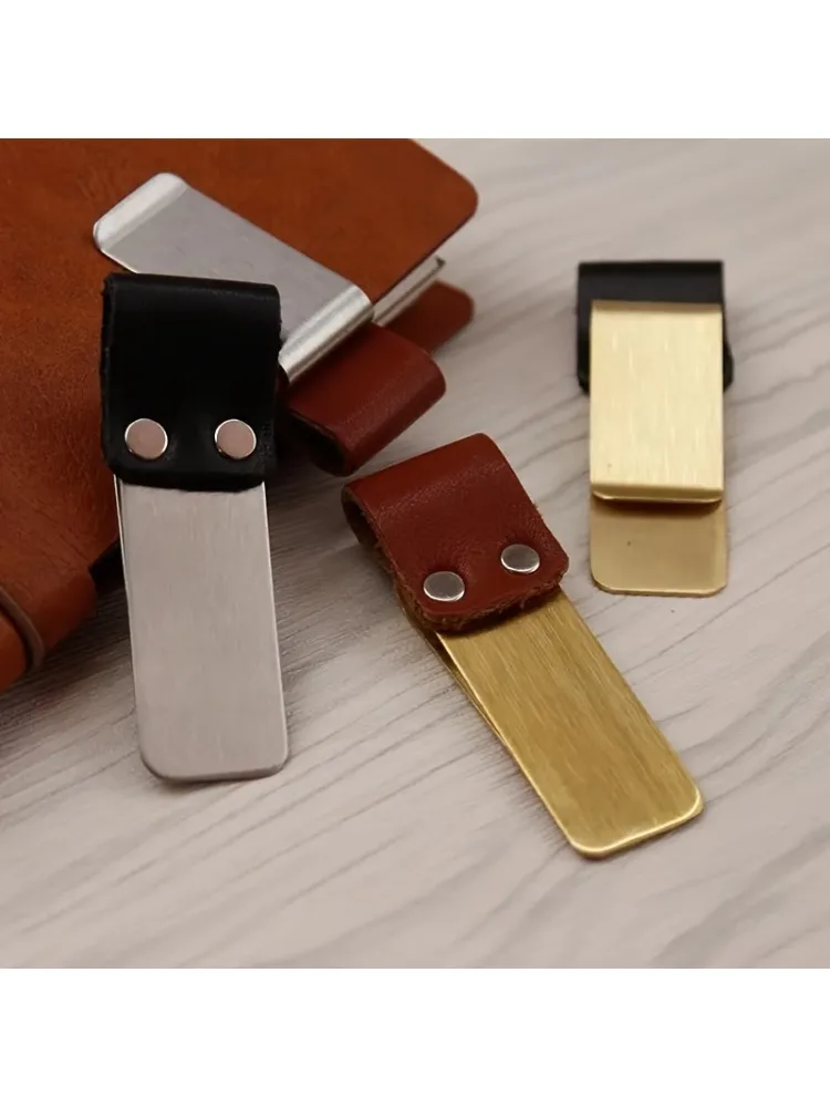 4pcs Random Color Retro Lightweight Multi-purpose Pen Clip Bill Clip Notebook Accessory Office Supplies