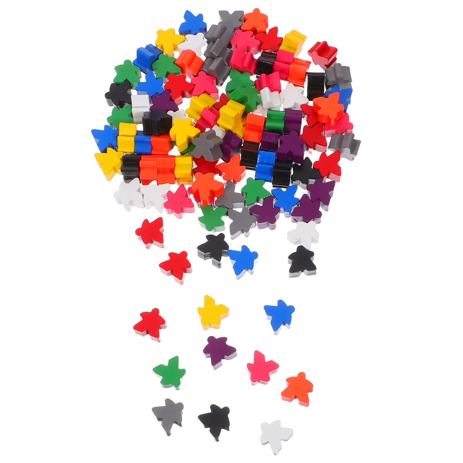 

100pcs Colorful Wooden Chess Pieces Hand-Carved Mini People Figurines For Board Game Tokens Replacement Family Game Accessories