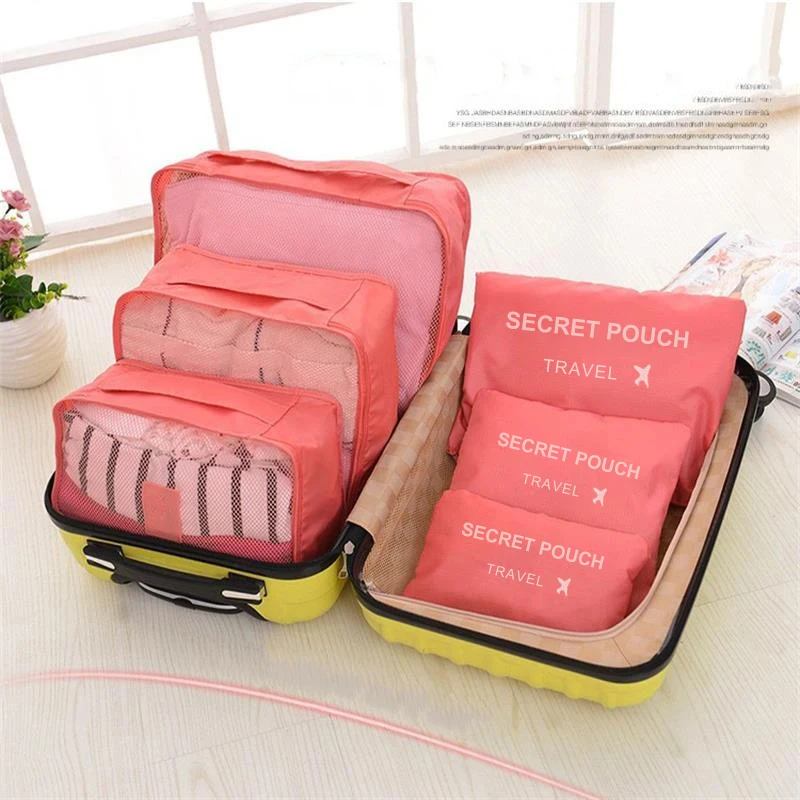 6pcs Travel Storage Bag Large Capacity Luggage Clothes Sorting Organizer Set Suitcase Pouch Case Shoes Packing Cube Bag