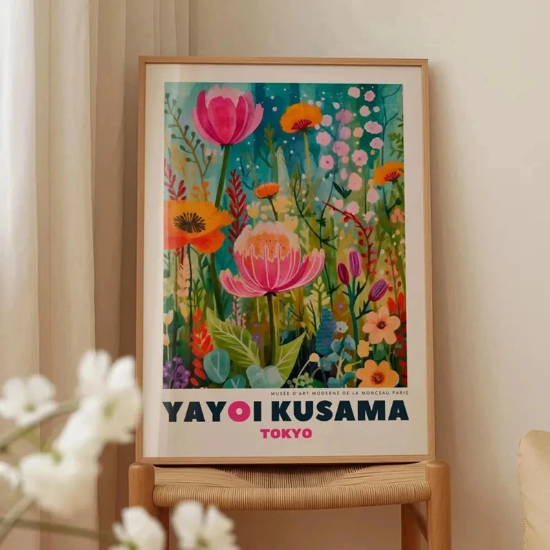 

Nordic Yayoi Kusama Canvas Poster Wall Art, Japanese Modern Art Kusama Exhibition, Modern Living Room, Room and Home Decoration