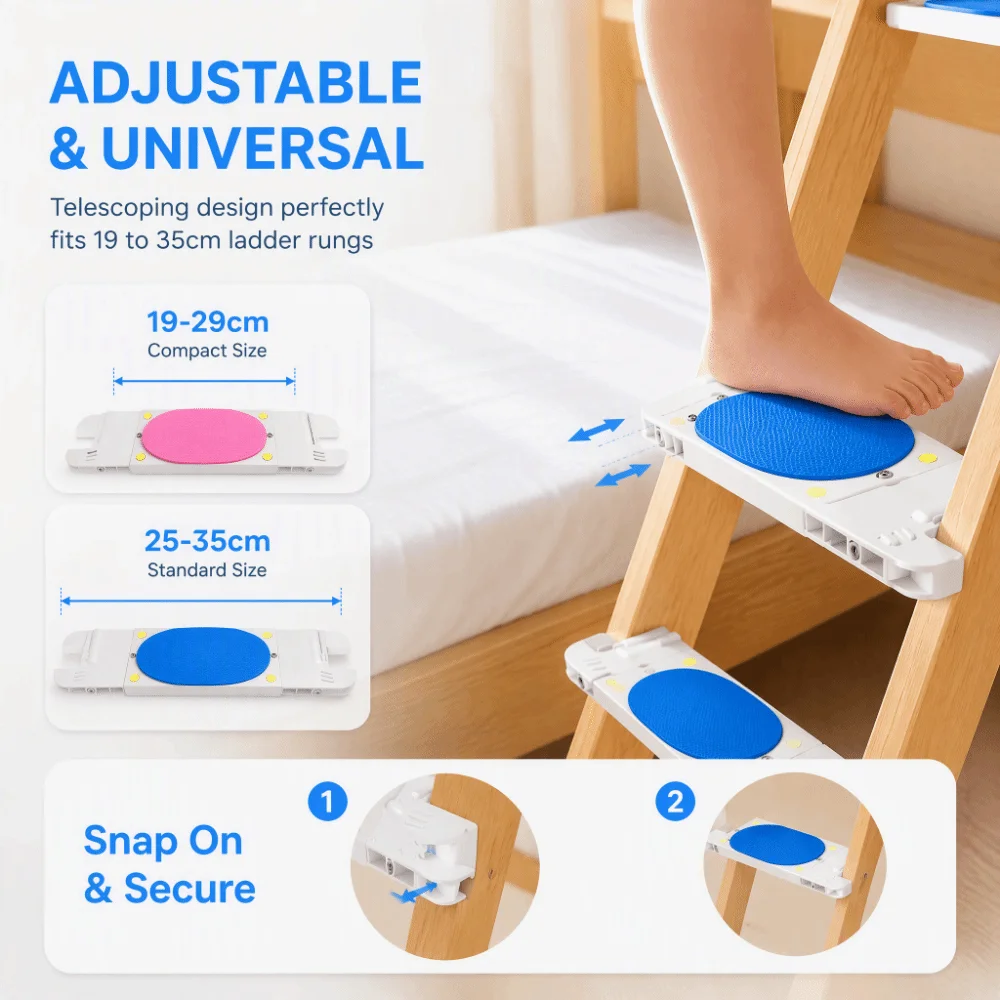 Upgraded Thickened Bunk Bed Ladder Foot Pads Widened Universal Adjustable Telescoping Anti-Slip Step Covers Non-Slip Anti-Slip