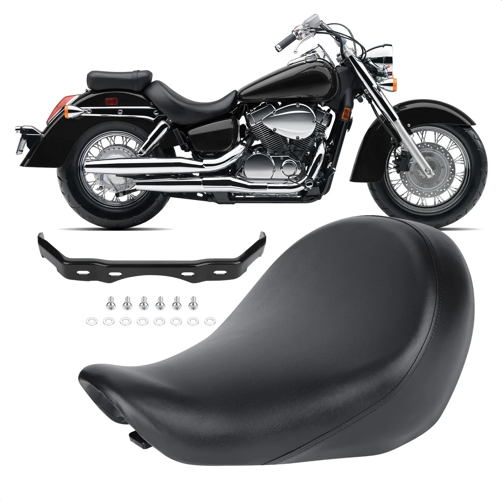 For Honda Shadow Aero VT750C 2004-2013 Black Front Rider Driver Seat Pillion Cushion 2012 2011 2010 2009 2008 2007 2006 2005