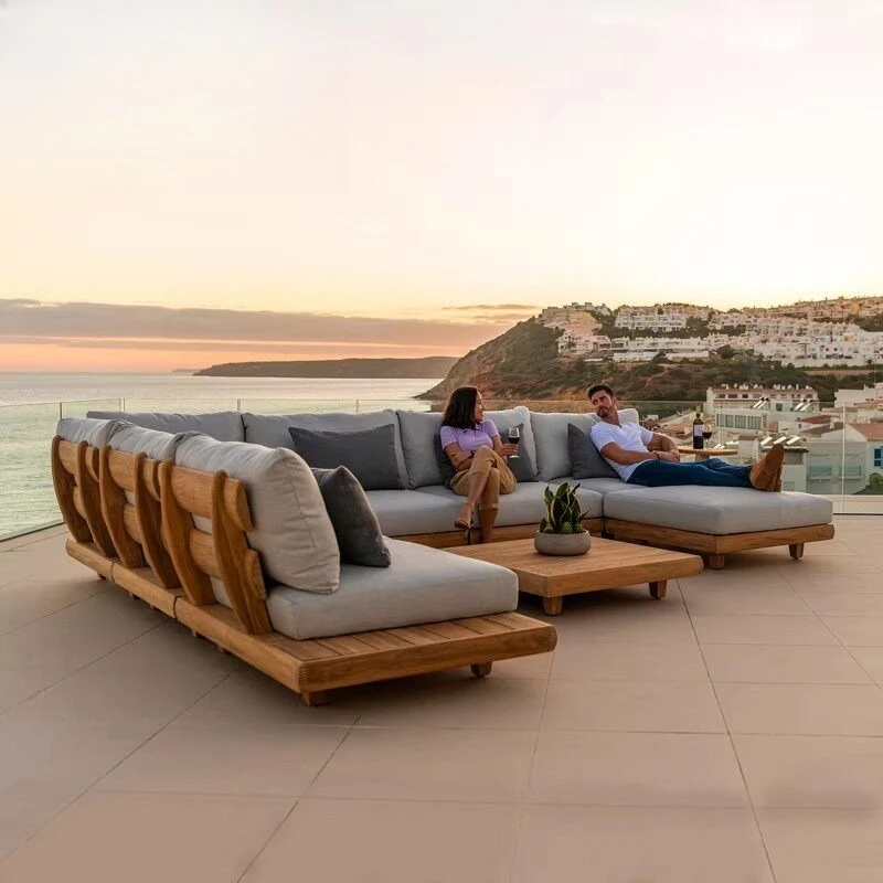 

Open-air villa B & B garden courtyard sunscreen waterproof solid wood sofa outdoor furniture