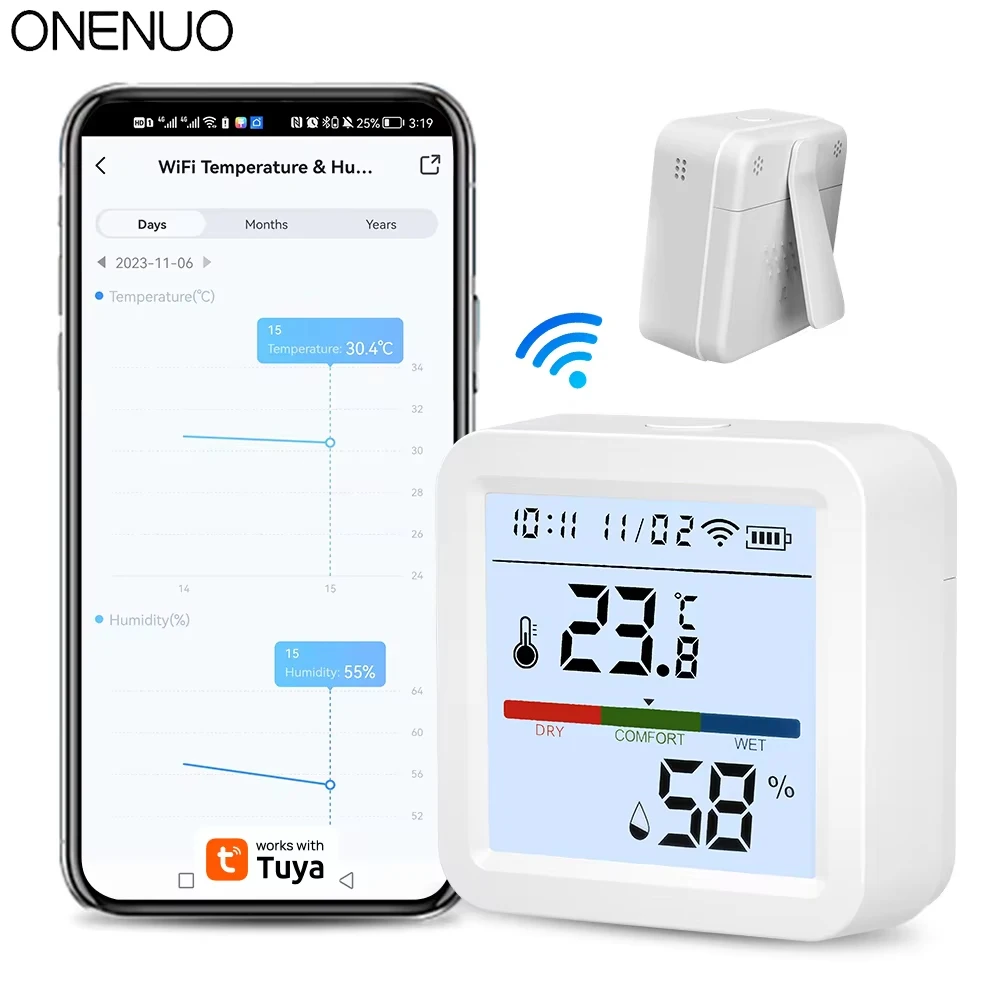 Tuya WIFI or Zigbee Temperature Humidity Sensor Hygrometer Thermometer Smart Home Backlight Smart Life Support Alexa Google