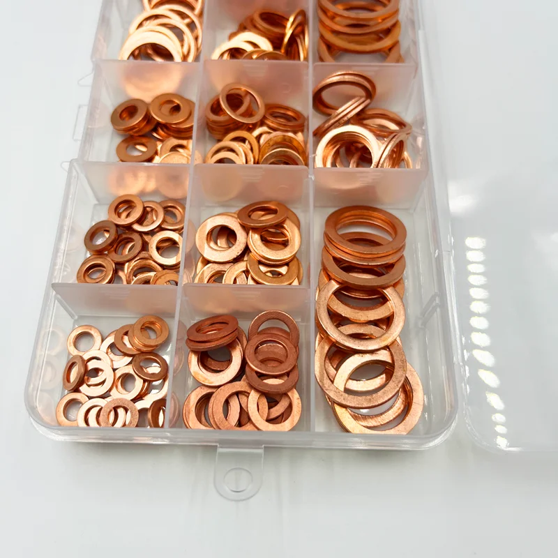 Copper Washer M4 M5 M6 M8 M10 M12 M14 M16 M18 M20 Boat Red Brass Copper Crush Sealing Washer Flat Seal Ring Gasket DIN7603