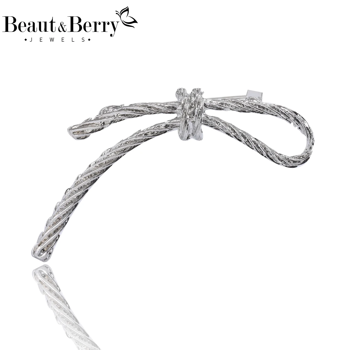 Beaut&Berry Trendy Metal Bow Brooches for Women Unisex Bow-Tie Pins Casual Party Jewelry Accessories Gifts Decoration
