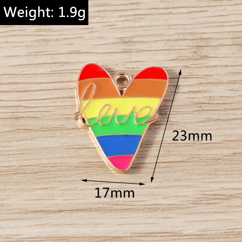 10 Stück Niedliche Bunte Emaille-Regenbogen-Herz-Mond-Anhänger für Schmuckherstellung, Halsketten, Ohrringe, Armbänder, DIY-Bastelzubehör – Detail 12