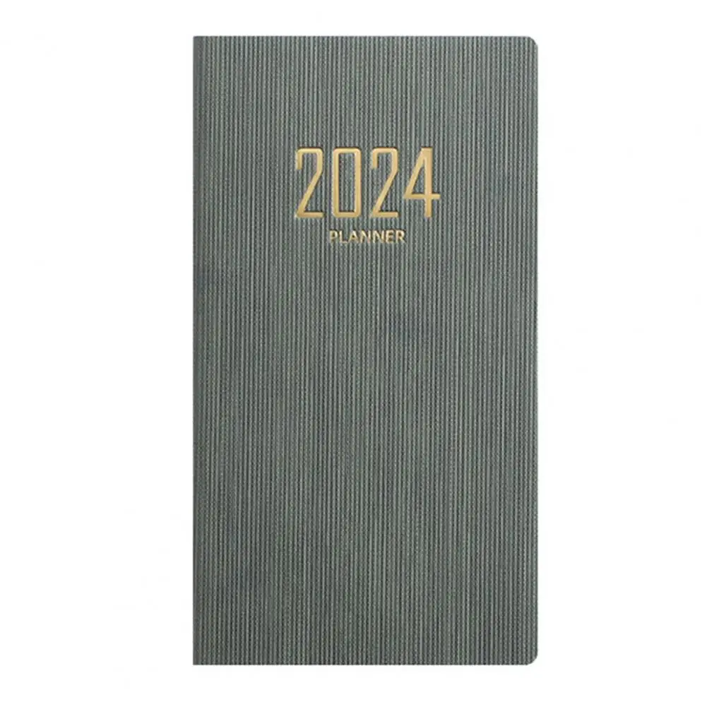 Бумажный планировщик премиум-класса, блокнот 2024, набор планировщиков с блокнотом A6, чехол из искусственной кожи, календарь 12 месяцев для дома и офиса