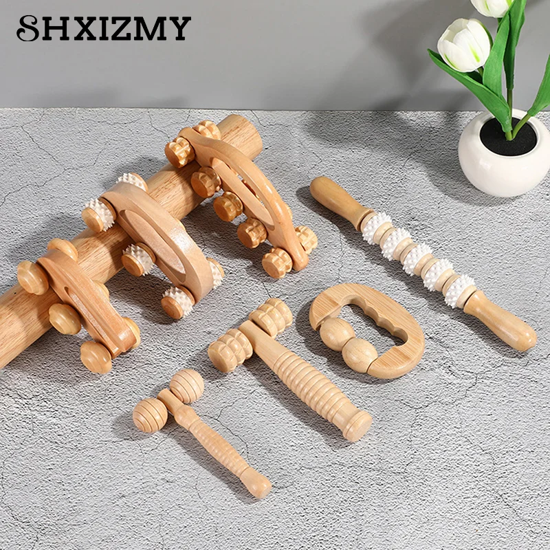 1pc Wooden Massage Roller Portable Massage Tools For Face Neck Muscle Relax Head Foot Massager Stick Body Relaxation