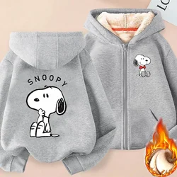 snoopy Zipper Hoodie Sweatshirt Girl Winter Keep Warm Jacket Women Oversized Thick Kawaii Streetwear Casual Hoody Coat Tops Gift