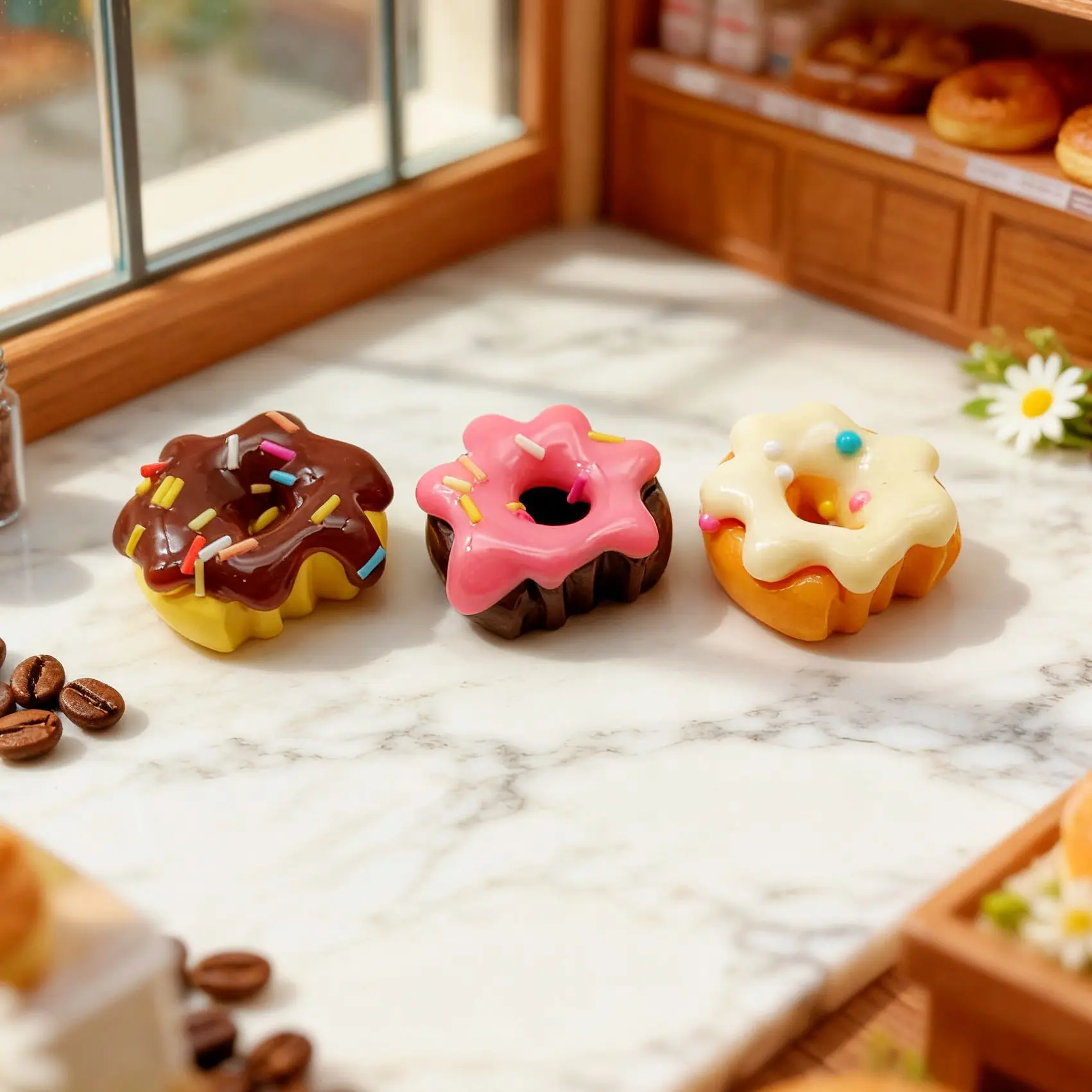 10 Piezas de Accesorios de Resina de Mini Donuts de Crema, Lindos Adornos en Miniatura para DIY, Llaveros, Colgantes y Decoración para Horquillas