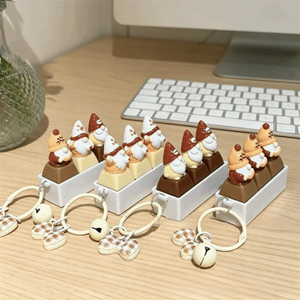 Cartoon Dwarf Keycap Fidget Toy Keychain Silent Axis Keycap Design Keyboard Keycap Keychain 3 Key Mute Keyboard Key