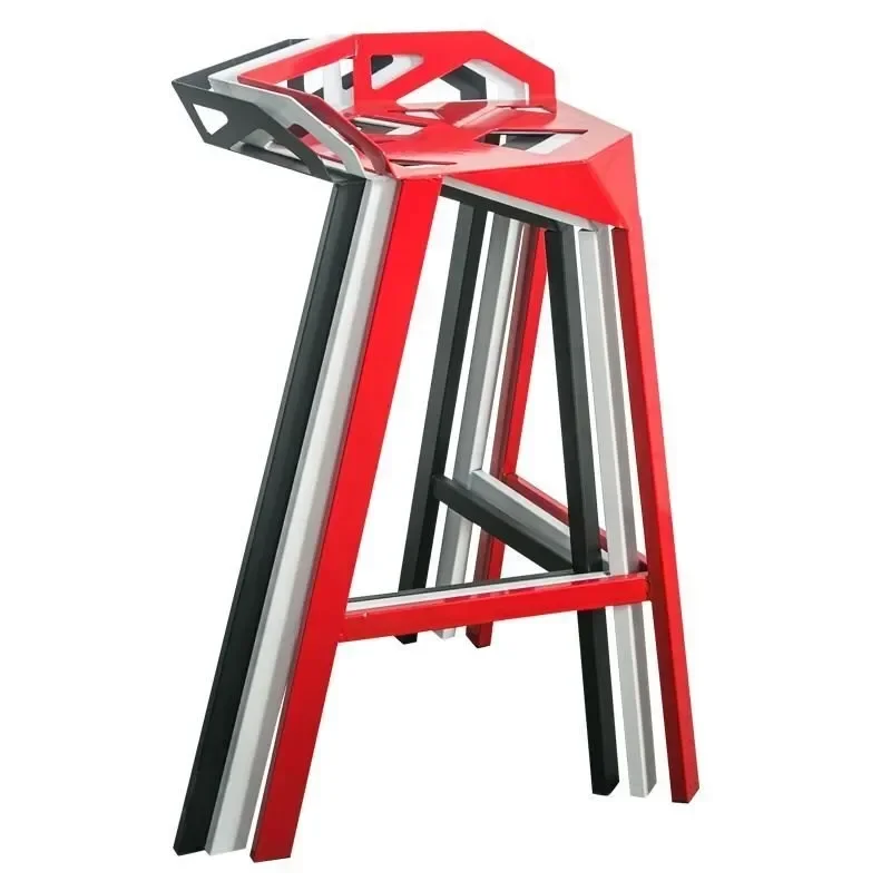 Modern Minimalist Casual Home High Stool Stylish Cafe Bar Table and Chairs Creative Geometric Design Wrought Iron Chair