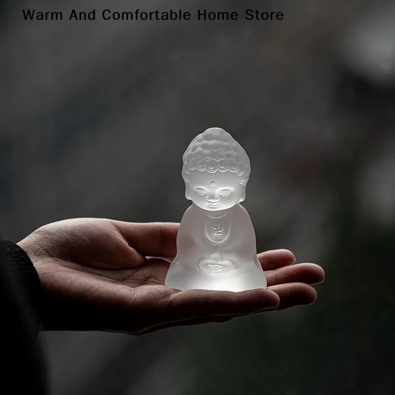 【SE】Ch'an Buddha Glass Ornaments Tea Table Decorations Tea Ceremony Accessories Small Buddha Statue Tranquil Spirit Tea Pets