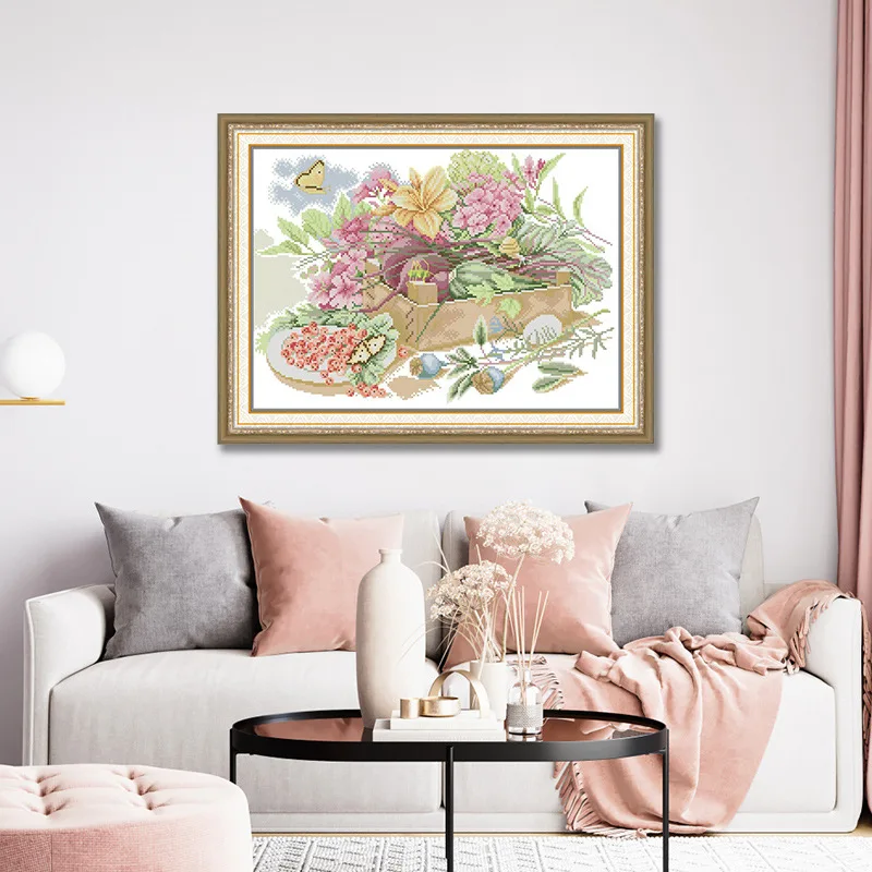 

Soulgift Stamped Pre-Printed Cross Stitch Kits, 9CT/11CT/14CT/16CT DMC Threads, Easy To Follow - Mornings With Flowers