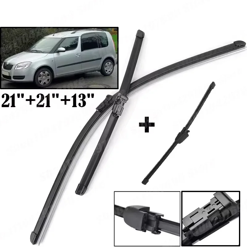 

Wiper LHD Front & Rear Wiper Blades Set For Skoda Roomster 2006 - 2013 Windshield Windscreen Window Brushes 21"21"13"