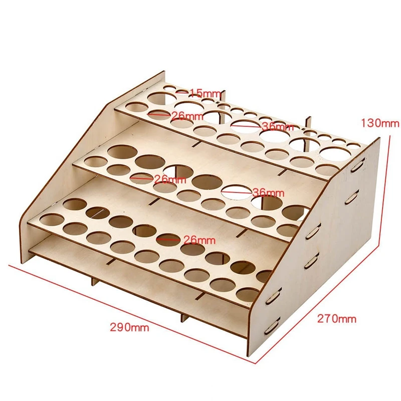 Hole Wooden Pigment Bottle Storage Organizer Color Paint Ink Brush Stand Rack Modular Holder School