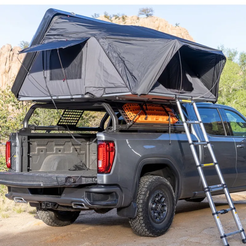 Hard shell roof tent, side opening folding rain and sun protection tent, hydraulic automatic model