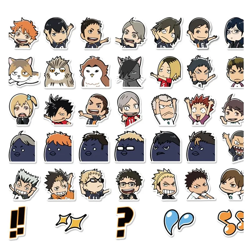 

Haikyuu!! Animation Comics Peripheral Toy Lovely Cute Square Sticker 40Pcs No Repeated Electrode Luggage Guitar Skateboard