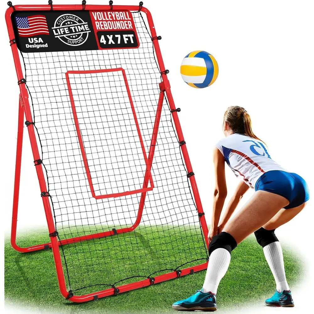 

Adjustable 6-Angle 4x7 Volleyball Rebound Net for Backyard Training and Practice