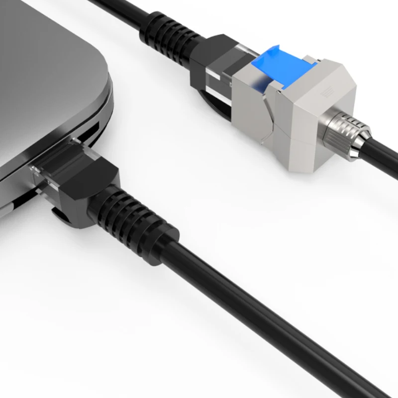 Módulo Keystone Jack blindado STP sin herramientas RJ45 CAT8, adaptador de acoplador de red de aleación de Zinc autoblocante