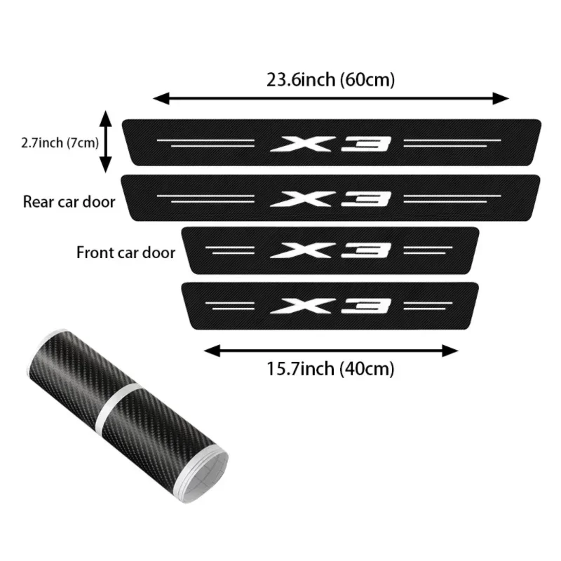 

4PCS Carbon Fiber Car Door Threshold Scuff Protector Film for BMW X3 2006-2016 2018 2021 Waterproof Stickers Decals Accessories