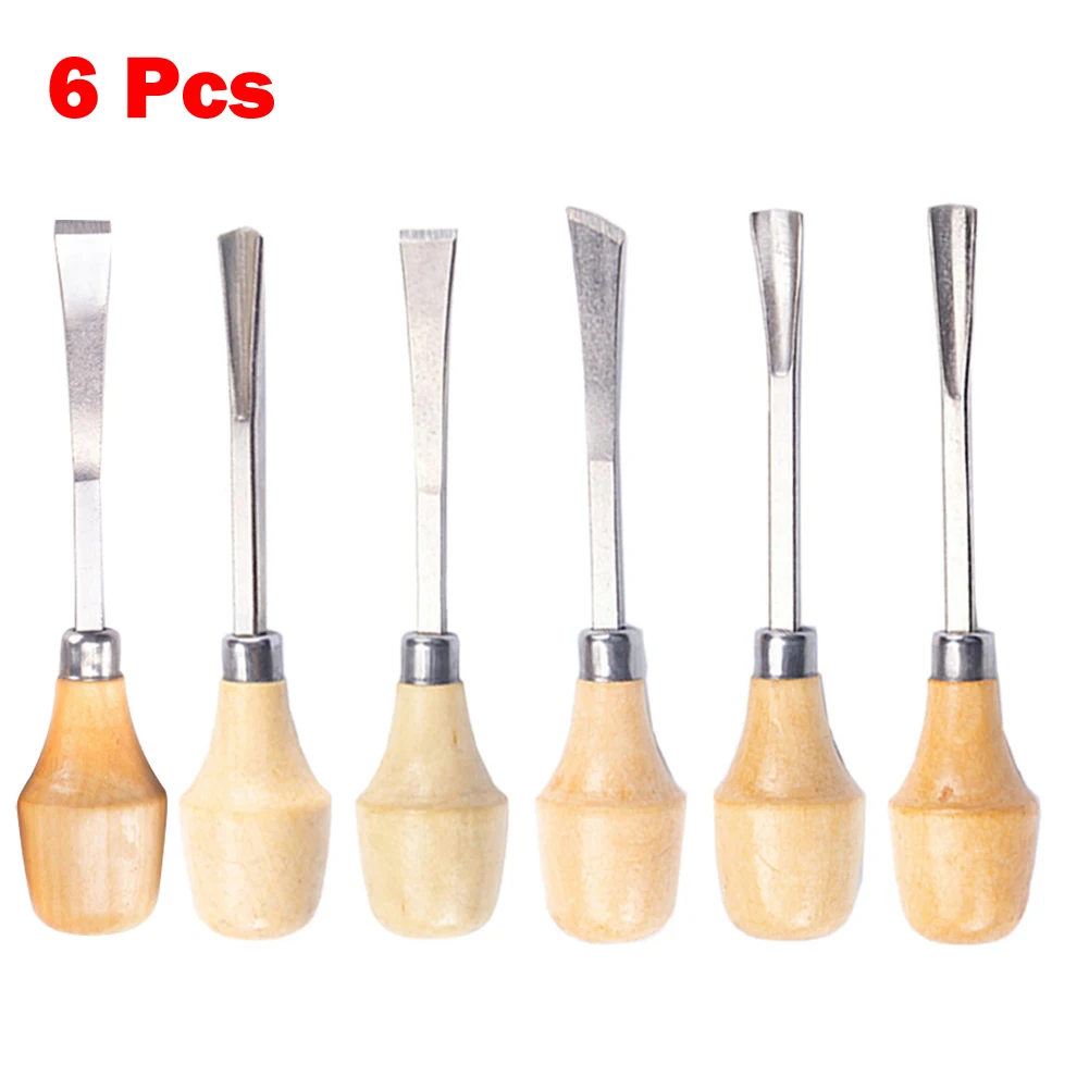 6Pcs Set Wood Carving Chisels Slotted Chisels Woodworking tools Carving Knives Carving Wood Leather Carving Hand Chisel Tool