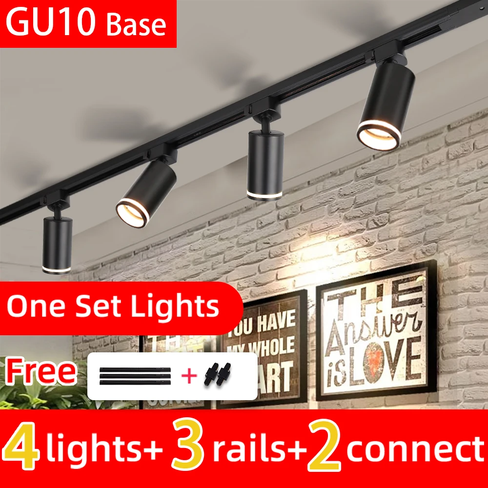 Set completo di luci a binario GU10 Spot Illuminazione a binario a LED Lampada da soffitto per interni per la decorazione domestica Illuminazione a binario per camera da letto cucina